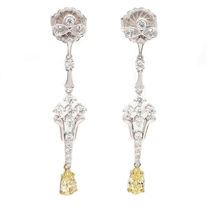 2.48ctw Pear and Round Brilliant Cut Diamond Earrings