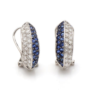 SOLD - 1.75ctw Round Brilliant Cut Diamond and Sapphire Earrings