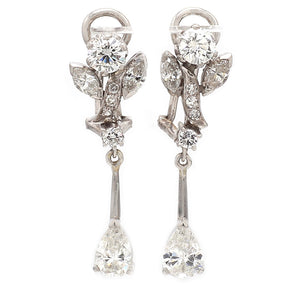 4.08ctw Pear, Marquise, and Round Brilliant Cut Diamond Earrings