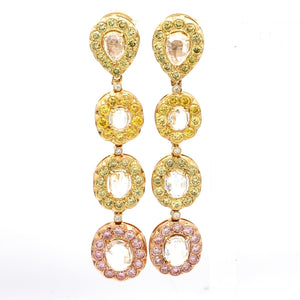 5.39ctw Fancy Yellow, Fancy Pink, and Rose Cut Diamond Earrings