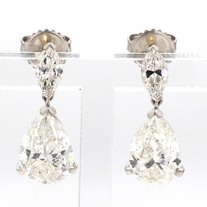SOLD - 6.02ctw I SI2 Pear Shaped Diamond Earrings - GIA Certified