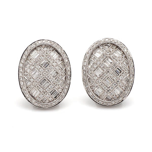 3.00ctw Baguette and Round Brilliant Cut Diamond Earrings