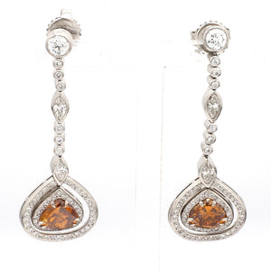 1.92ctw Fancy Brown-Orange Diamond Earrings - GIA Certified
