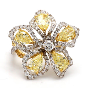 SOLD - 3.64ctw Fancy Yellow, Pear Shaped Diamond Ring