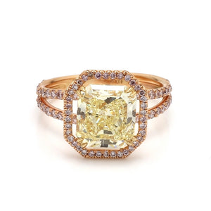 SOLD - 3.69ct Fancy Yellow VVS2 Radiant Cut Diamond Ring - GIA Certified