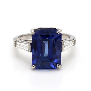 SOLD - 8.51ct Emerald Cut, Ceylon Sapphire Ring - GIA Certified
