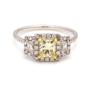 0.70ct Fancy Yellow, Princess Cut Diamond Ring