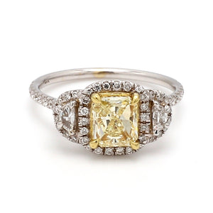1.03ct Fancy Yellow, Radiant Cut Diamond Ring