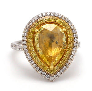 SOLD - 1.82ct Fancy Yellow, Pear Brilliant Cut Diamond Ring