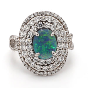 SOLD - 1.66ct Oval Cut, Black Opal Ring