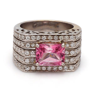 2.96ct Emerald Cut, Pink Tourmaline Ring