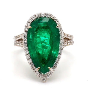 SOLD - 7.67ct Pear Shaped Emerald Ring - AGL Certified