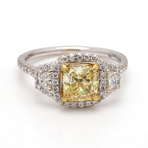 1.20ct Fancy Yellow, Radiant Cut Diamond Ring