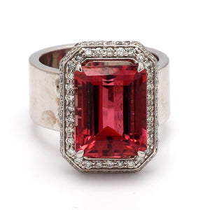 7.62ct Emerald Cut, Pink Tourmaline Ring