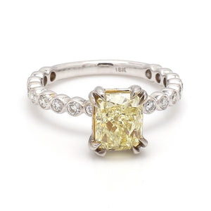 SOLD - 2.00ct Fancy Yellow, Cushion Cut Diamond Ring - GIA Certified