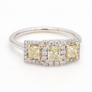 0.73ctw Fancy Yellow Princess Cut Diamond Ring