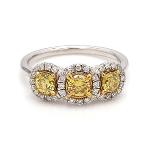 SOLD - 0.65ctw Fancy Deep Orangy Yellow, Round Brilliant Cut Diamond Ring - GIA Certified
