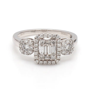 SOLD - 0.64ctw Round Brilliant and Tapered Baguette Cut Diamond Ring