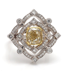 SOLD - 2.04ct Fancy Intense Yellow, Radiant Cut Diamond Ring
