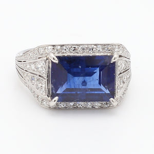 SOLD - JE Caldwell, 3.63ct Baguette Cut Sapphire Ring