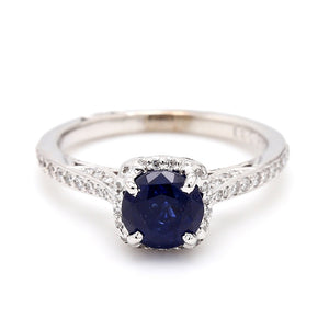 SOLD - Tacori, 1.38ct Round Brilliant Cut Sapphire Ring