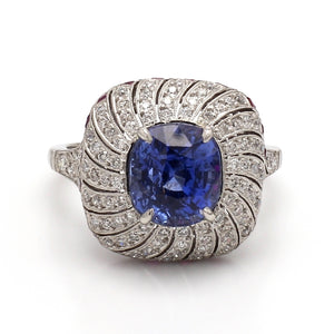 SOLD - 4.50ct Cushion Cut Sapphire Ring