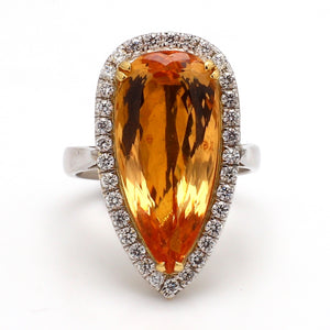 11.71ct Pear Shaped, Imperial Topaz Ring