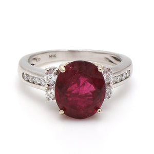 SOLD - 3.79ct Oval Cut Rubellite Tourmaline Ring