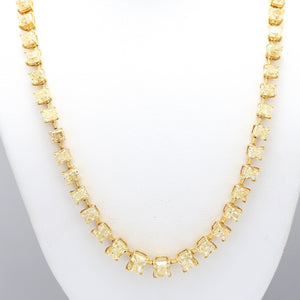 SOLD - 47.75ctw Fancy Light Yellow Radiant Cut Diamond Necklace - GIA Certified