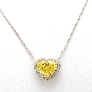 2.12ct Fancy Vivid Yellow Heart Shaped Diamond Pendant - GIA Certified