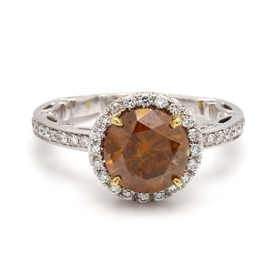 SOLD - 2.67ct Fancy Deep Brown-Orange, Round Brilliant Cut Diamond Ring - GIA Certified