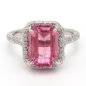 4.26ct Emerald Cut, Pink Tourmaline Ring