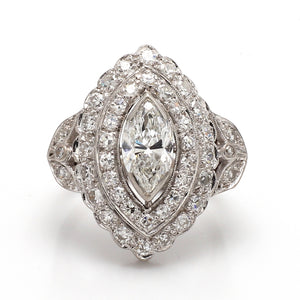 SOLD - 1.25ct F SI1 Marquise Cut Diamond Ring - GIA Certified