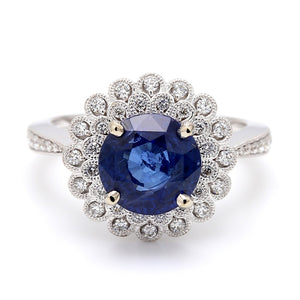 SOLD - 3.88ct Round Brilliant Cut Sapphire Ring
